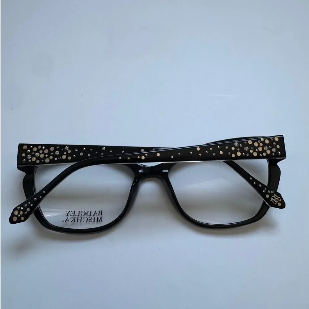 NEW Badgley Mischka Alexine Rhinstone Cat eye thick black frame eyeglasses